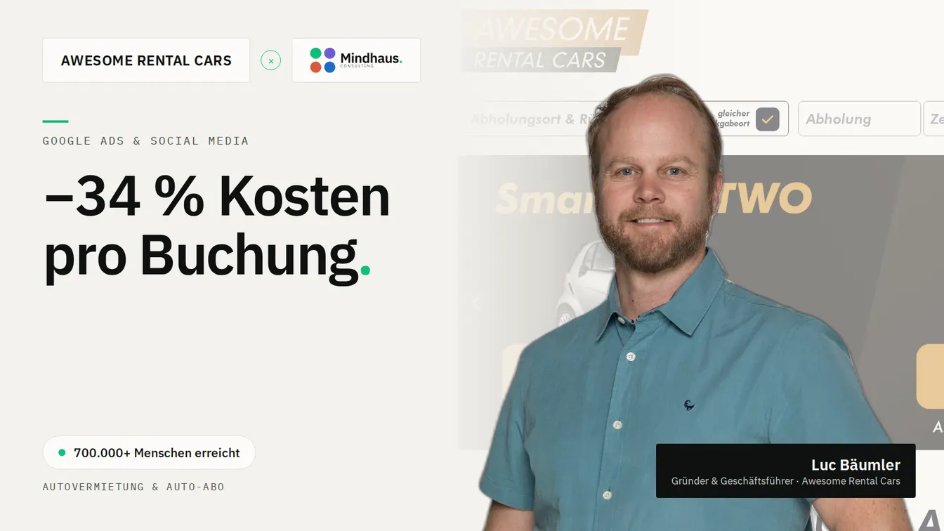Awesome Rental Cars GmbH — 34 % niedrigere Kosten pro Buchung
