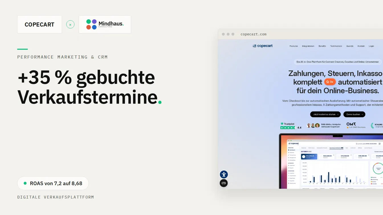 CopeCart — 35 % mehr gebuchte Verkaufstermine in 12 Wochen