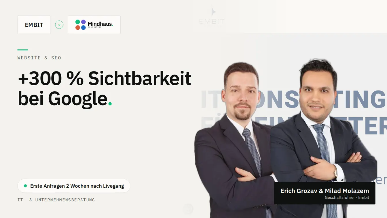 EMBIT Consulting — 300 % mehr Sichtbarkeit bei Google
