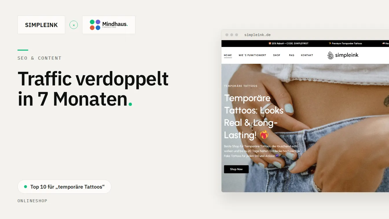 Simpleink — Traffic in sieben Monaten verdoppelt