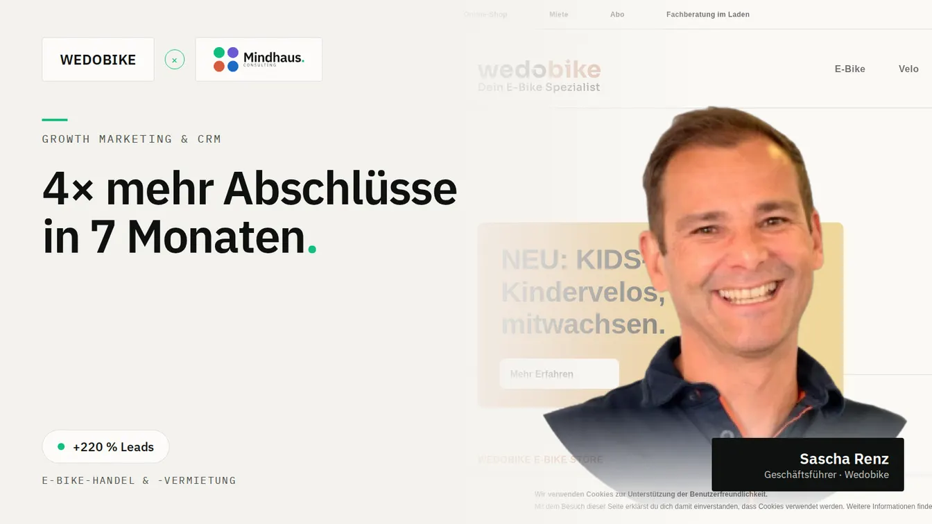 Wedobike — 4-mal mehr Abschlüsse in sieben Monaten